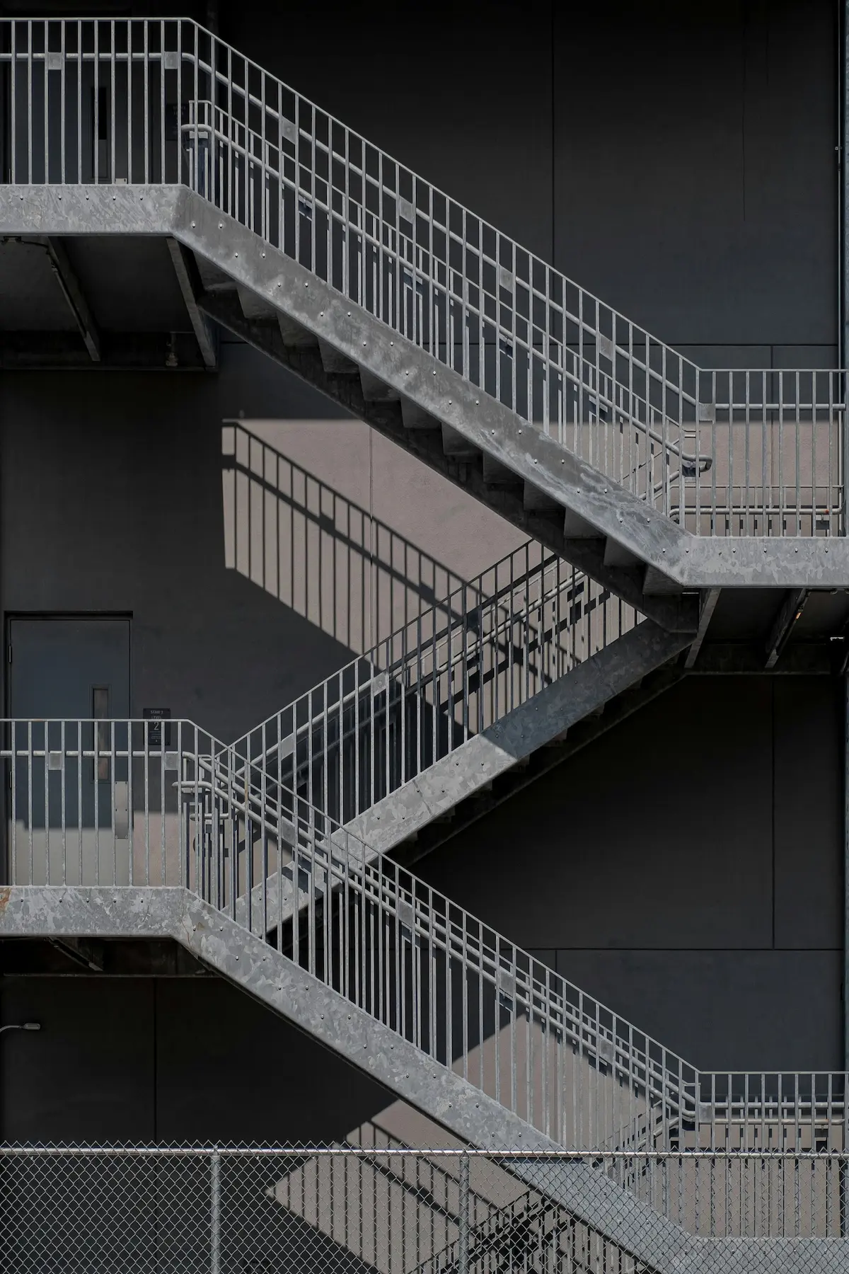 Modern building with external metal staircases