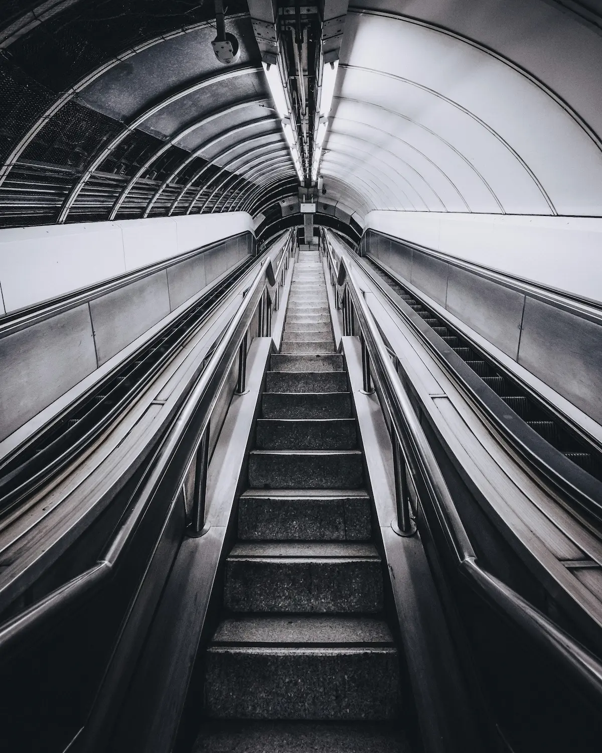 Escalator in motion